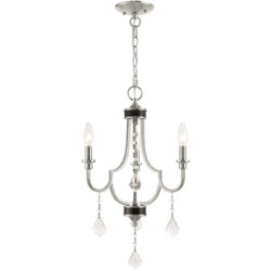 3 Light Brushed Nickel Mini Chandelier with Steel base material-Lighting LumensChandeliers