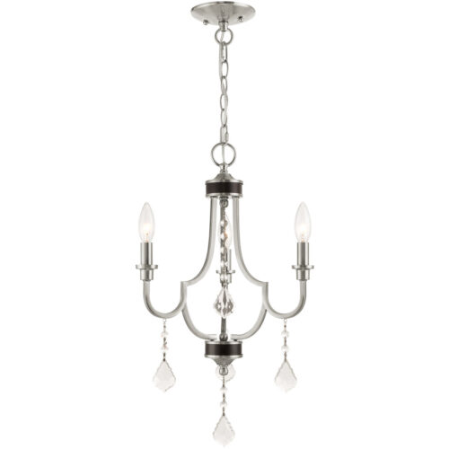 3 Light Brushed Nickel Mini Chandelier with Steel base material-Lighting LumensChandeliers