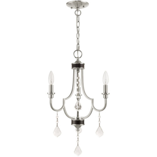 3 Light Brushed Nickel Mini Chandelier with Steel base material-Lighting LumensChandeliers