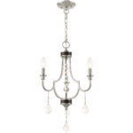 3 Light Brushed Nickel Mini Chandelier with Steel base material-Lighting LumensChandeliers