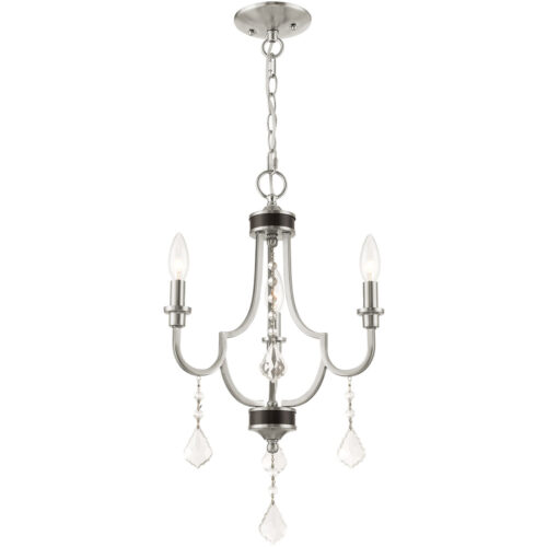 3 Light Brushed Nickel Mini Chandelier with Steel base material-Lighting LumensChandeliers