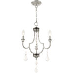 3 Light Brushed Nickel Mini Chandelier with Steel base material-Lighting LumensChandeliers