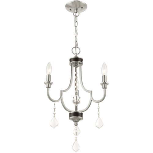 3 Light Brushed Nickel Mini Chandelier with Steel base material-Lighting LumensChandeliers