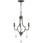 3 Light English Bronze Mini Chandelier with Steel base material-Lighting LumensChandeliers