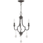 3 Light English Bronze Mini Chandelier with Steel base material-Lighting LumensChandeliers