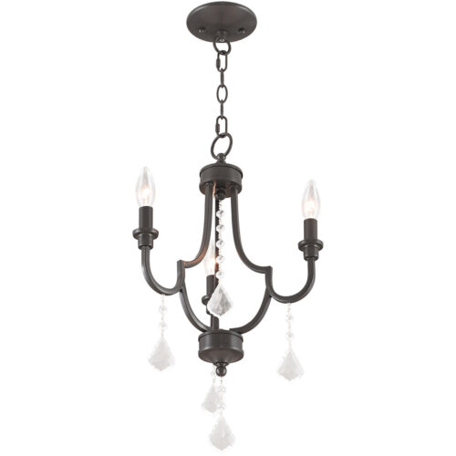 3 Light English Bronze Mini Chandelier with Steel base material-Lighting LumensChandeliers