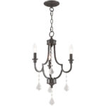 3 Light English Bronze Mini Chandelier with Steel base material-Lighting LumensChandeliers