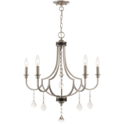 5 Light Brushed Nickel Chandelier with Steel base material-Lighting LumensChandeliers