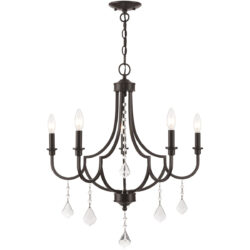 5 Light English Bronze Chandelier with Steel base material-Lighting LumensChandeliers