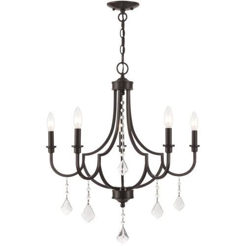 5 Light English Bronze Chandelier with Steel base material-Lighting LumensChandeliers