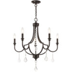 5 Light English Bronze Chandelier with Steel base material-Lighting LumensChandeliers