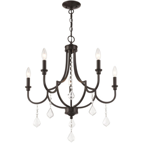 5 Light English Bronze Chandelier with Steel base material-Lighting LumensChandeliers