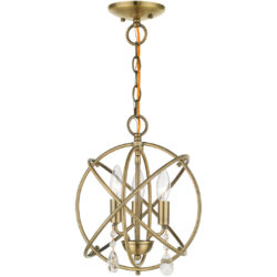 40903-01 3 Light Antique Brass Convertible Chandelier / Semi Flush-Lighting LumensSemi Flush