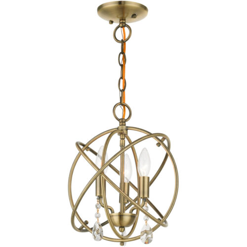 40903-01 3 Light Antique Brass Convertible Chandelier / Semi Flush-Lighting LumensSemi Flush