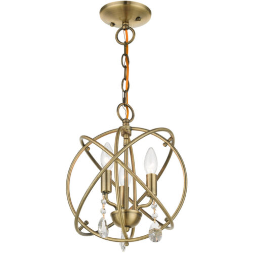 40903-01 3 Light Antique Brass Convertible Chandelier / Semi Flush-Lighting LumensSemi Flush