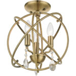 40903-01 3 Light Antique Brass Convertible Chandelier / Semi Flush-Lighting LumensSemi Flush