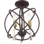 40903-07 3 Light Bronze Convertible Chandelier / Semi Flush-Lighting LumensSemi Flush