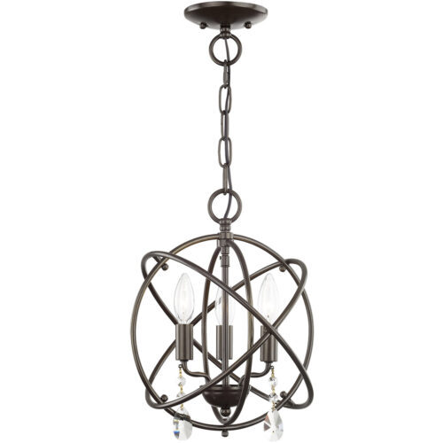 3 Light English Bronze Mini Chandelier/Flush Mount with Steel base material-Lighting LumensChandeliers