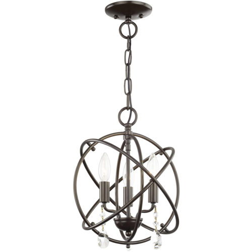 3 Light English Bronze Mini Chandelier/Flush Mount with Steel base material-Lighting LumensChandeliers