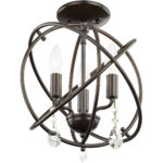 3 Light English Bronze Mini Chandelier/Flush Mount with Steel base material-Lighting LumensChandeliers