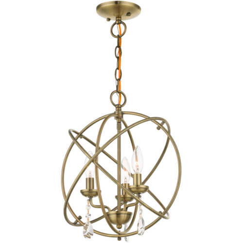 40904-01 3 Light Antique Brass Convertible Chandelier / Semi Flush-Lighting LumensSemi Flush