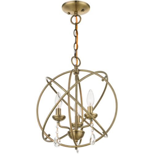 40904-01 3 Light Antique Brass Convertible Chandelier / Semi Flush-Lighting LumensSemi Flush