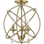 40904-01 3 Light Antique Brass Convertible Chandelier / Semi Flush-Lighting LumensSemi Flush