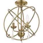 40904-01 3 Light Antique Brass Convertible Chandelier / Semi Flush-Lighting LumensSemi Flush