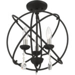 40904-04 3 Light Black Convertible Chandelier / Semi Flush-Lighting LumensSemi Flush