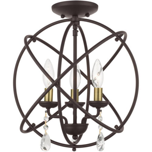 40904-07 3 Light Bronze Convertible Chandelier / Semi Flush-Lighting LumensSemi Flush