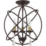 40904-07 3 Light Bronze Convertible Chandelier / Semi Flush-Lighting LumensSemi Flush