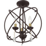 40904-07 3 Light Bronze Convertible Chandelier / Semi Flush-Lighting LumensSemi Flush