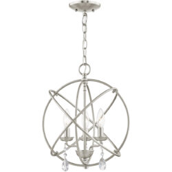 3 Light Brushed Nickel Mini Chandelier/Ceiling Light fixture with Steel base material-Lighting LumensChandeliers