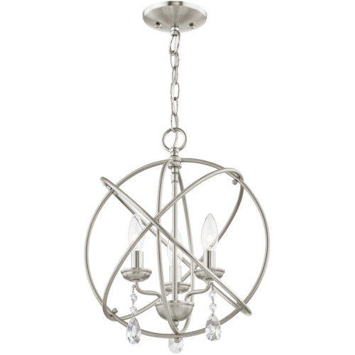 3 Light Brushed Nickel Mini Chandelier/Ceiling Light fixture with Steel base material-Lighting LumensChandeliers