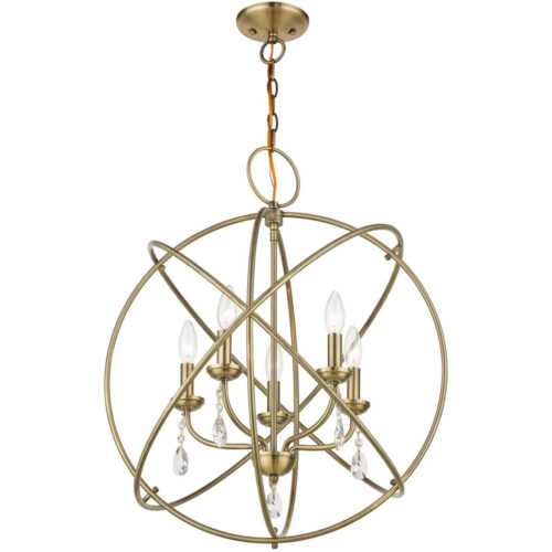 40905-01 5 Light Antique Brass Chandelier-Lighting LumensChandeliers