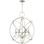 5 Light Polished Nickel Chandelier with Steel base material-Lighting LumensChandeliers