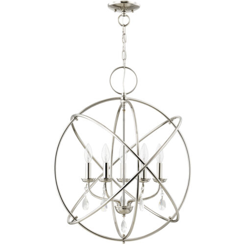 5 Light Polished Nickel Chandelier with Steel base material-Lighting LumensChandeliers