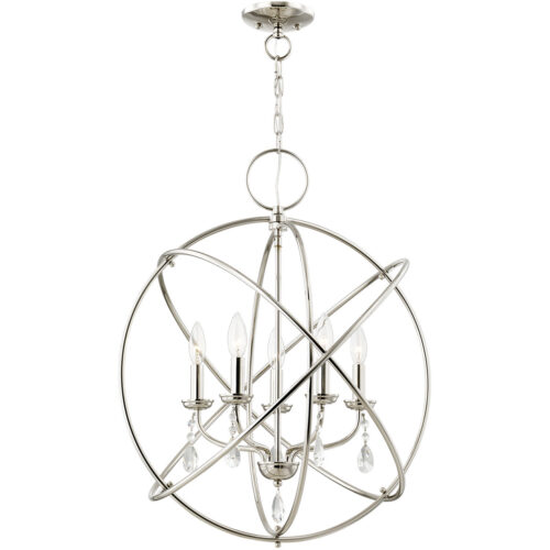 5 Light Polished Nickel Chandelier with Steel base material-Lighting LumensChandeliers