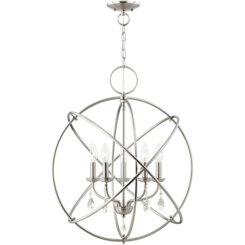 5 Light Brushed Nickel Chandelier with Steel base material-Lighting LumensChandeliers