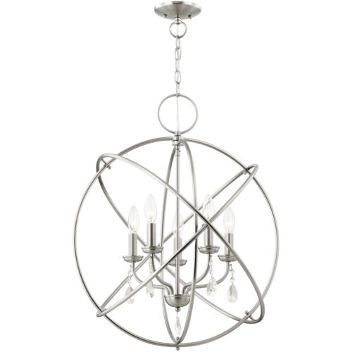 5 Light Brushed Nickel Chandelier with Steel base material-Lighting LumensChandeliers