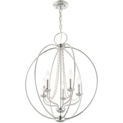 5 Light Polished Chrome Chandelier with Steel base material-Lighting LumensChandeliers