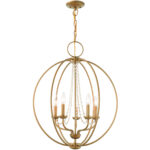 5 Light Antique Gold Leaf Chandelier with Steel base material-Lighting LumensChandeliers