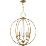 5 Light Antique Gold Leaf Chandelier with Steel base material-Lighting LumensChandeliers