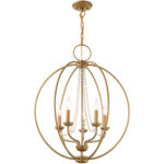 5 Light Antique Gold Leaf Chandelier with Steel base material-Lighting LumensChandeliers