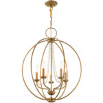 5 Light Antique Gold Leaf Chandelier with Steel base material-Lighting LumensChandeliers