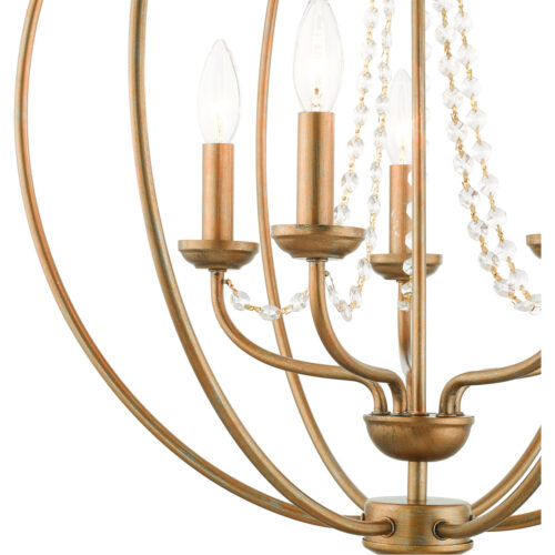 5 Light Antique Gold Leaf Chandelier with Steel base material-Lighting LumensChandeliers