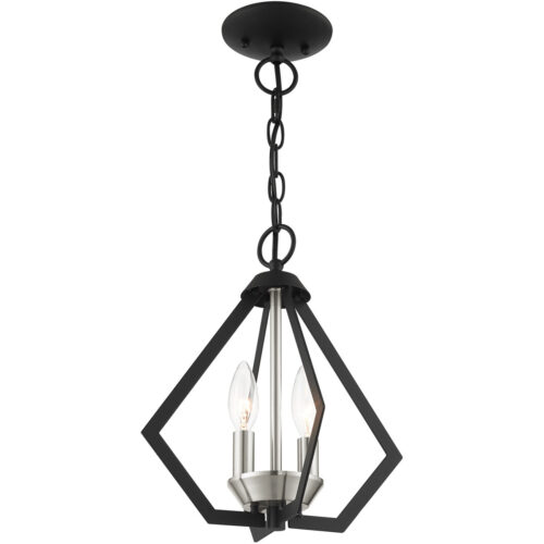 2 Light Black Chandelier with Steel base material-Lighting LumensChandeliers