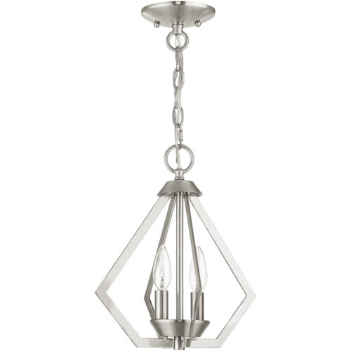 2 Light Brushed Nickel Mini Chandelier/Ceiling Light fixture with Steel base material-Lighting LumensChandeliers