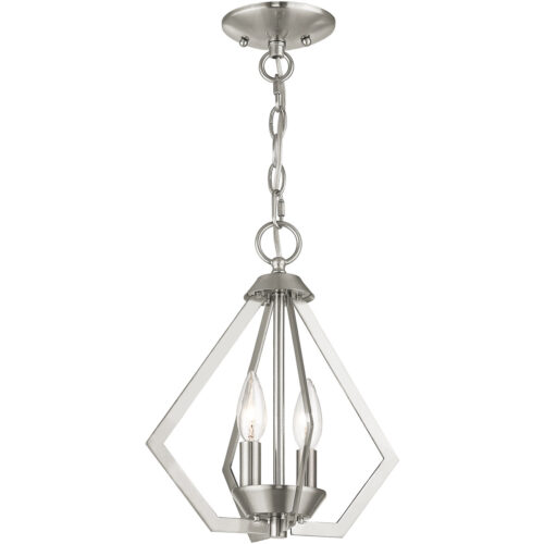 2 Light Brushed Nickel Mini Chandelier/Ceiling Light fixture with Steel base material-Lighting LumensChandeliers