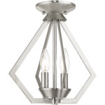 2 Light Brushed Nickel Mini Chandelier/Ceiling Light fixture with Steel base material-Lighting LumensChandeliers